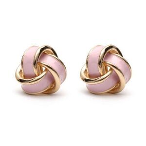 Chic Pink and Gold Knot Earrings